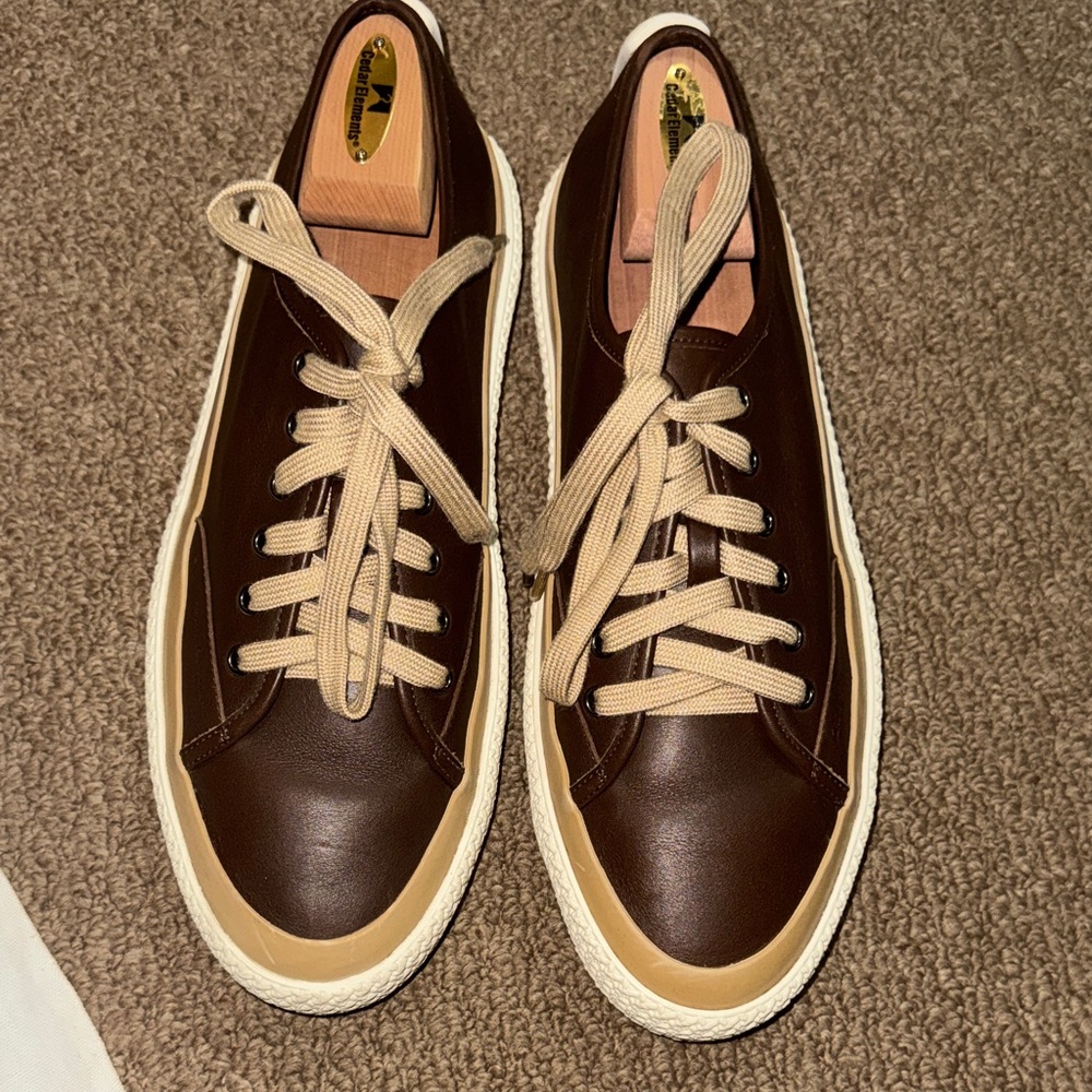 Salvatore Ferragamo Dark Brown and Tan Sneakers